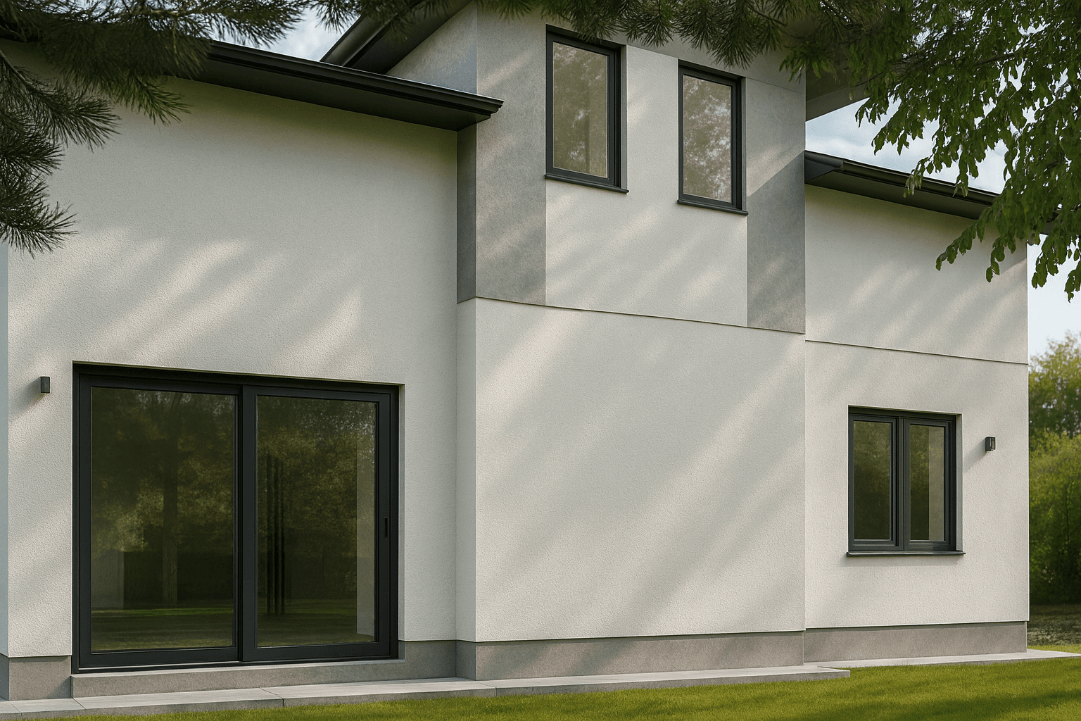 Contemporary side facade with sleek design after AI transformation